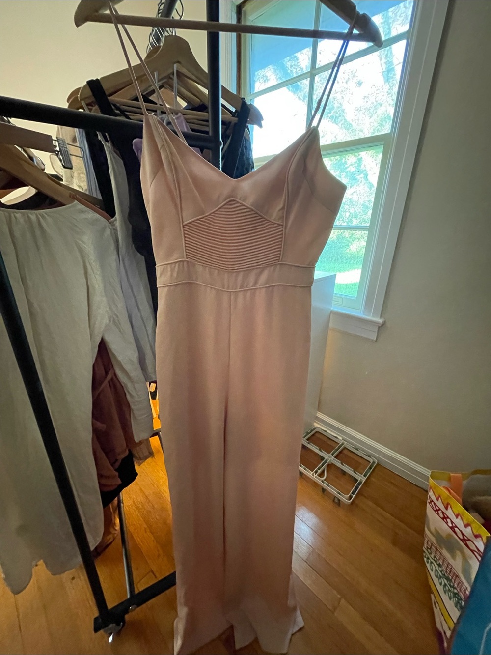 BCBGMaxAzria Blush Pink Spaghetti-Strap Jumpsuit